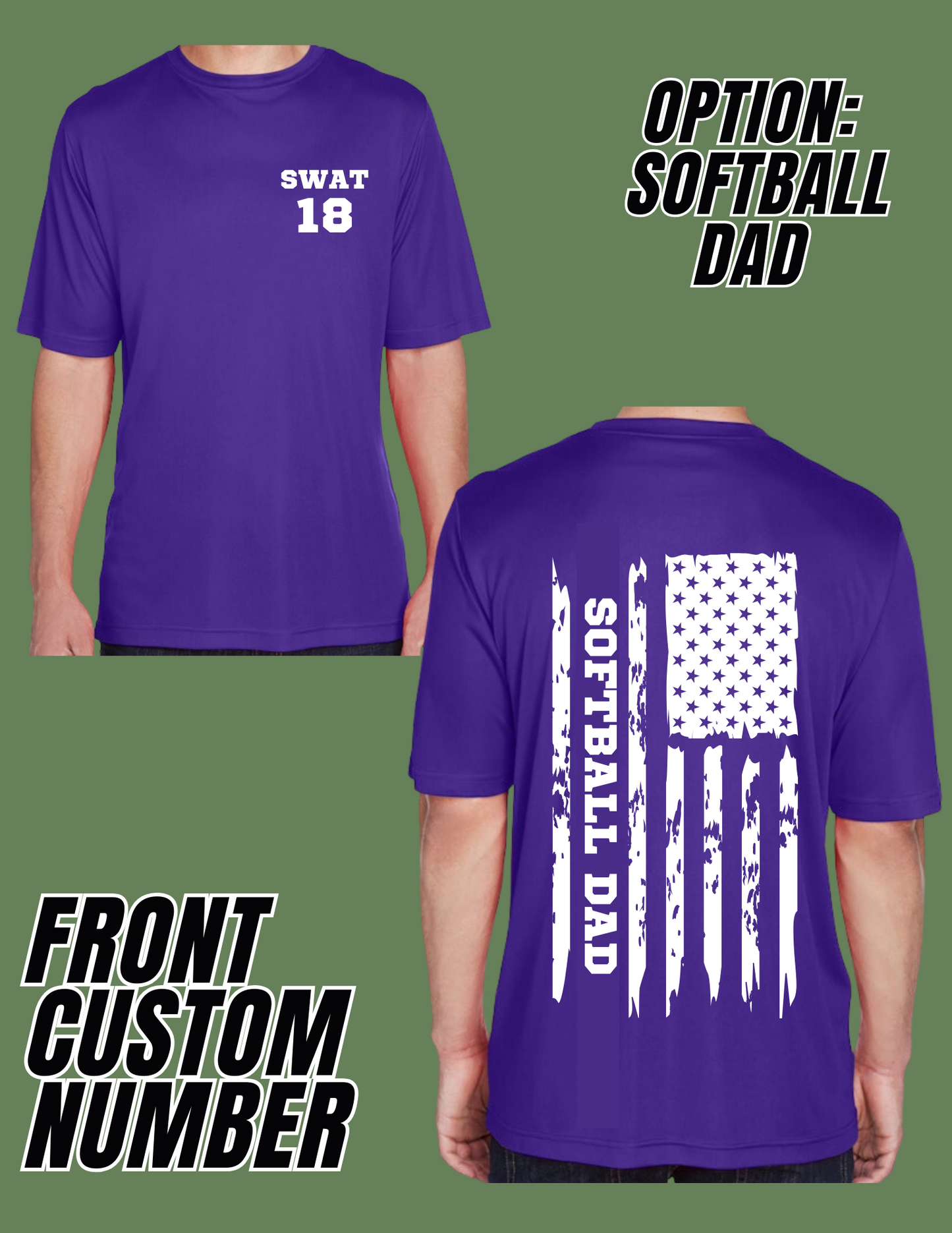 SWAT Parent Shirt Softball Dad Custom Number