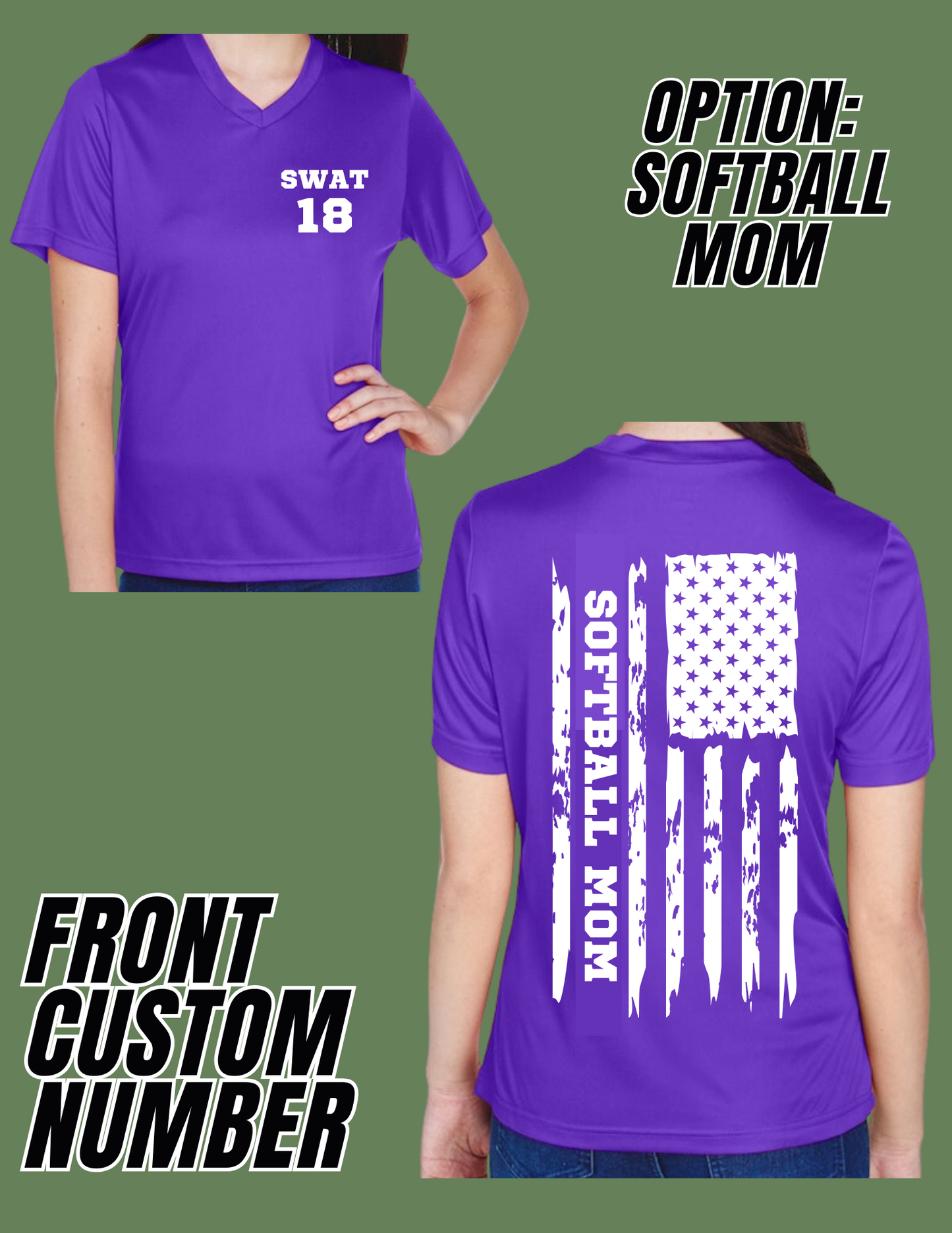 SWAT Parent Shirt Softball Mom Custom Number