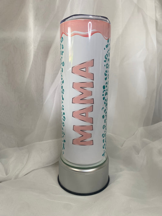 Tumbler - Pink and Teal Leopard MAMA