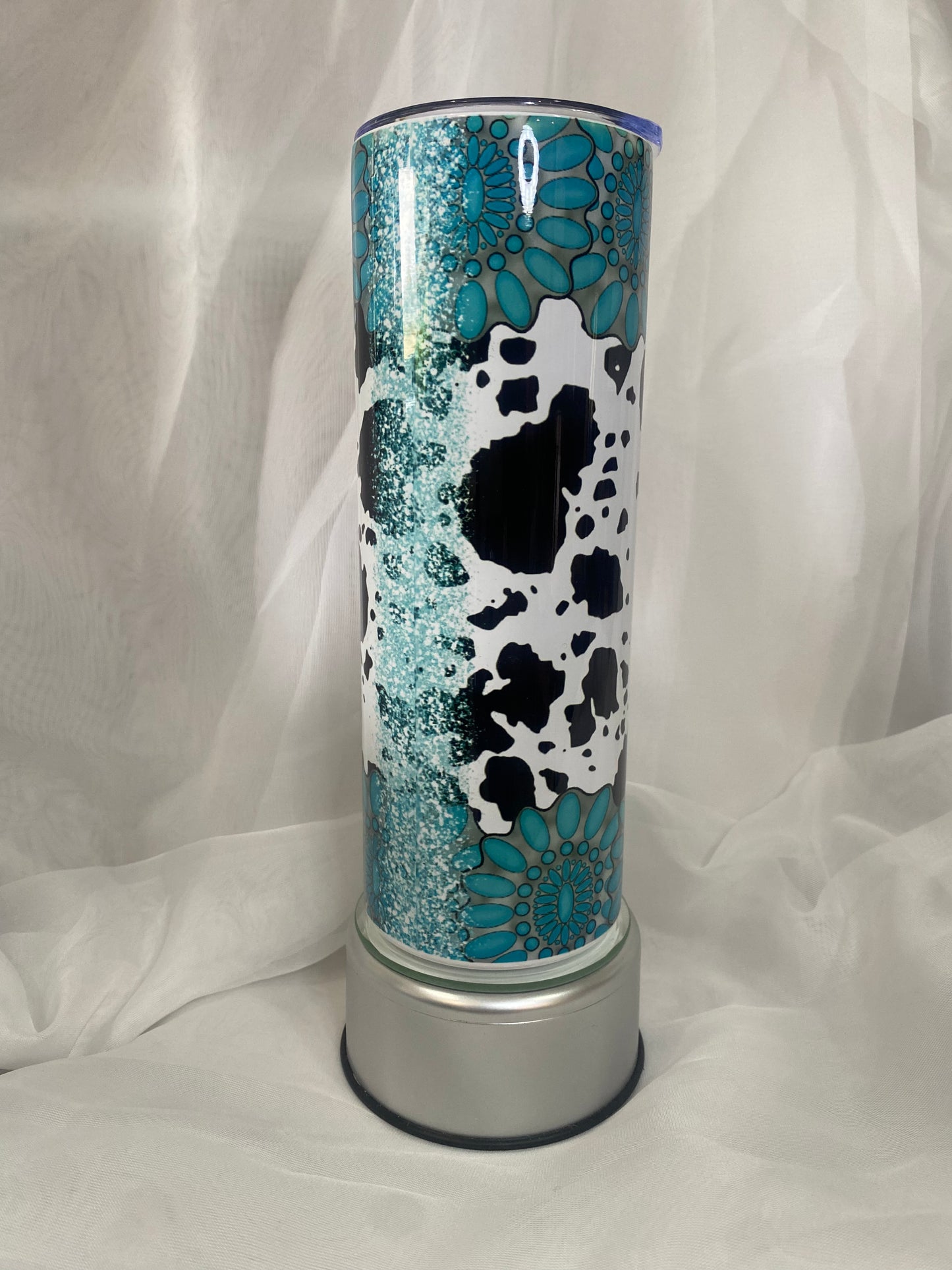 Tumbler - Teal and Cow Print Warning Label