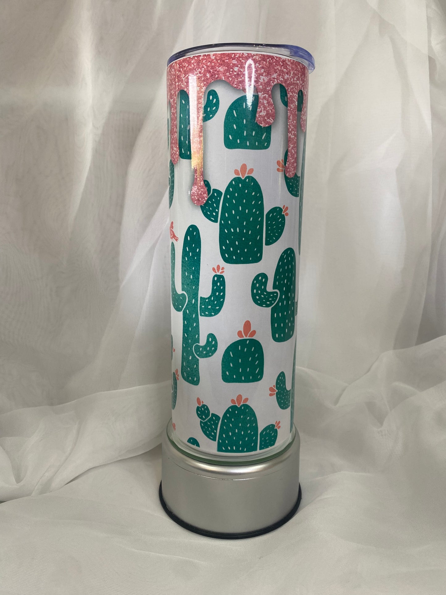 Tumbler - Cactus with Pink Glitter