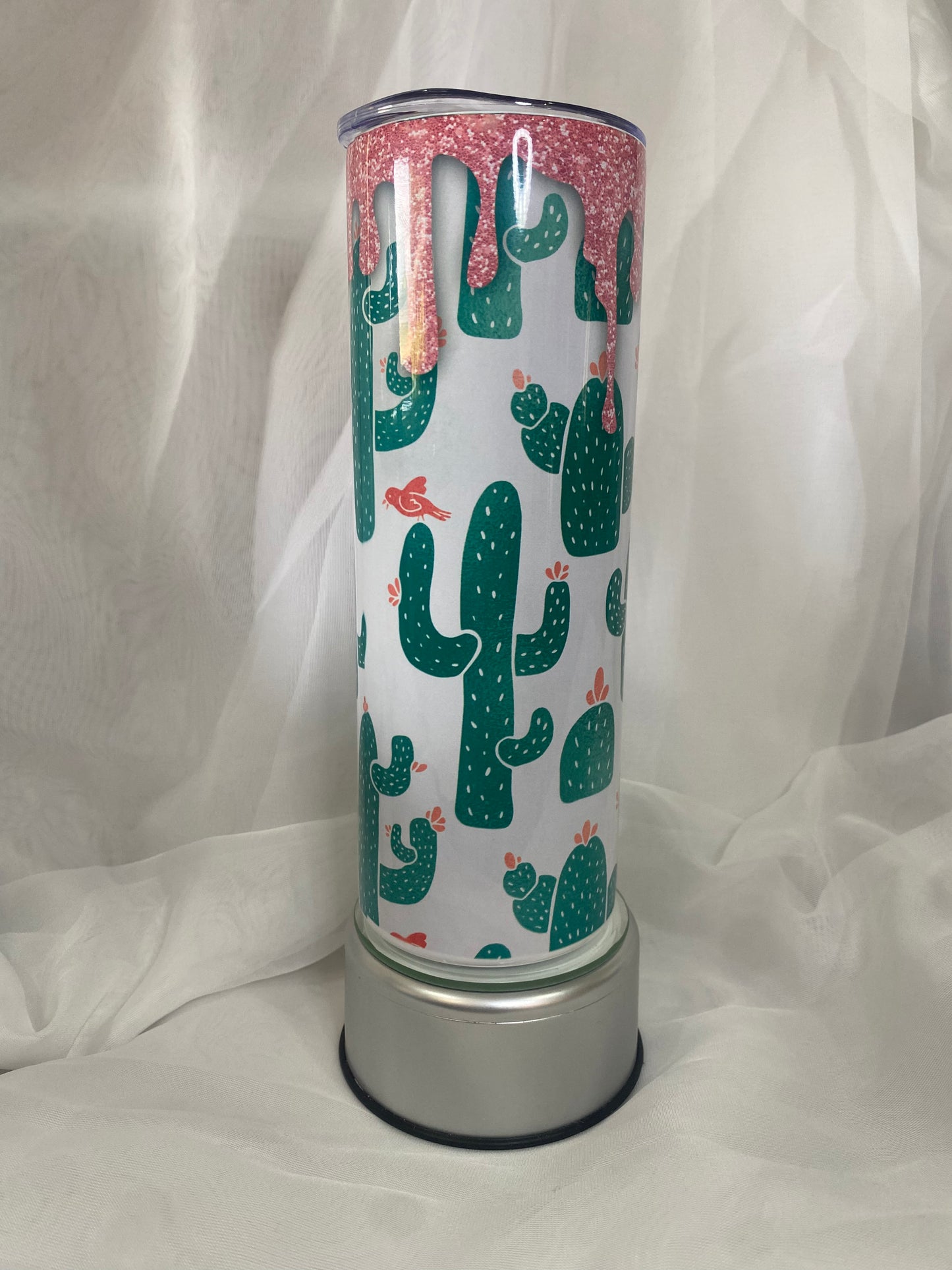 Tumbler - Cactus with Pink Glitter