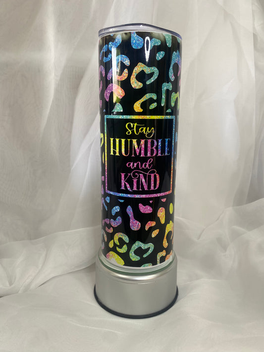 Tumbler - Rainbow Leopard - Stay Humble Be Kind