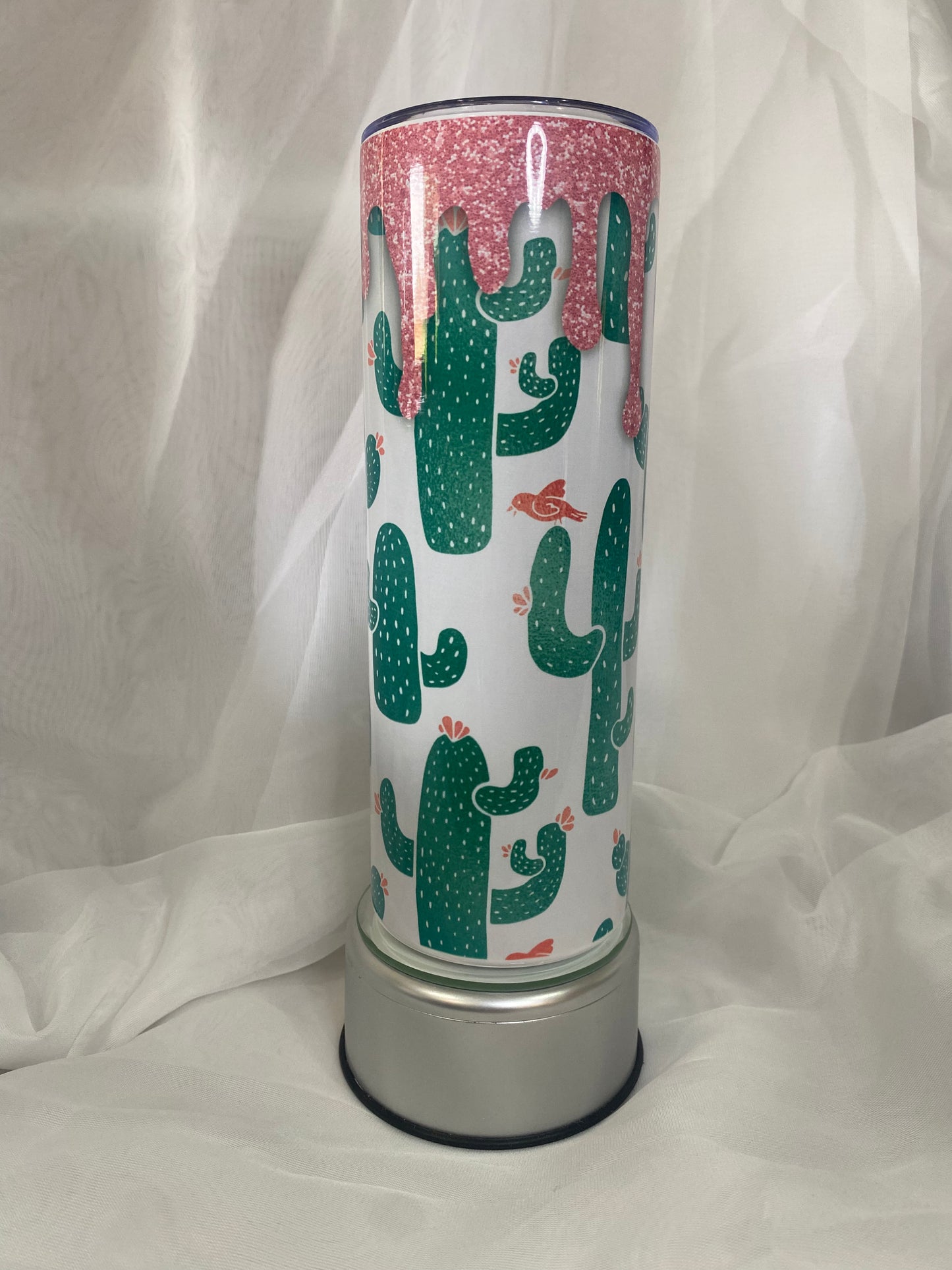 Tumbler - Cactus with Pink Glitter